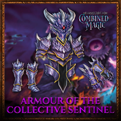 Fantasy armor set with 'Xarnorn's Codex of Combined Magic' branding on a mystical background.