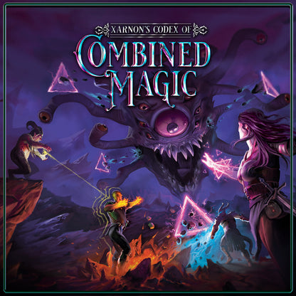 Cover of 'Xarnon's Codex of Combined Magic' with DnD fantasy characters and creatures.